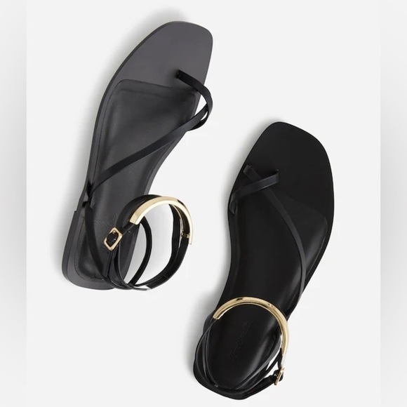 Madewell The Vira Bangle Ankle-Wrap Sandal in Leather in True Black Size 10.5 - Picture 2 of 12